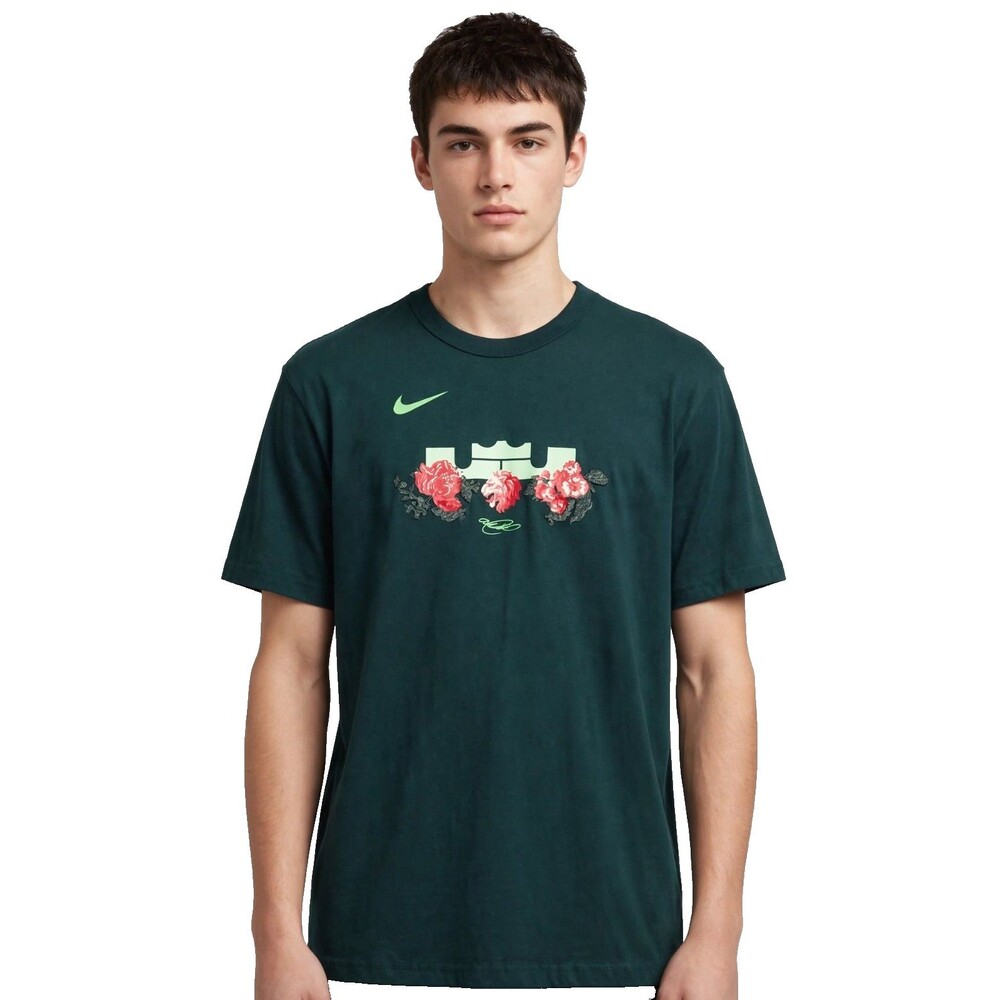 Nike Men's Small The Nike Tee Loose Fit LeBron James Lion Floral Roses Loose Fit